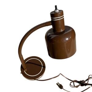 NOS Vtg 70s/80s Brown Striped Gooseneck Folding Lamp Desk Light Underwriters Lab